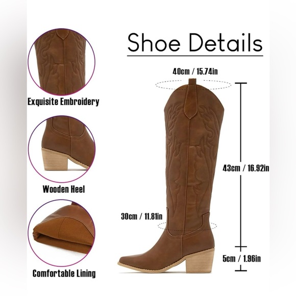 Vintage Style Knee-High Cowgirl Boots - Picture 3 of 7